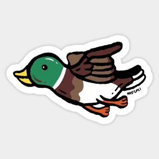 Male mallard duck flying Sticker